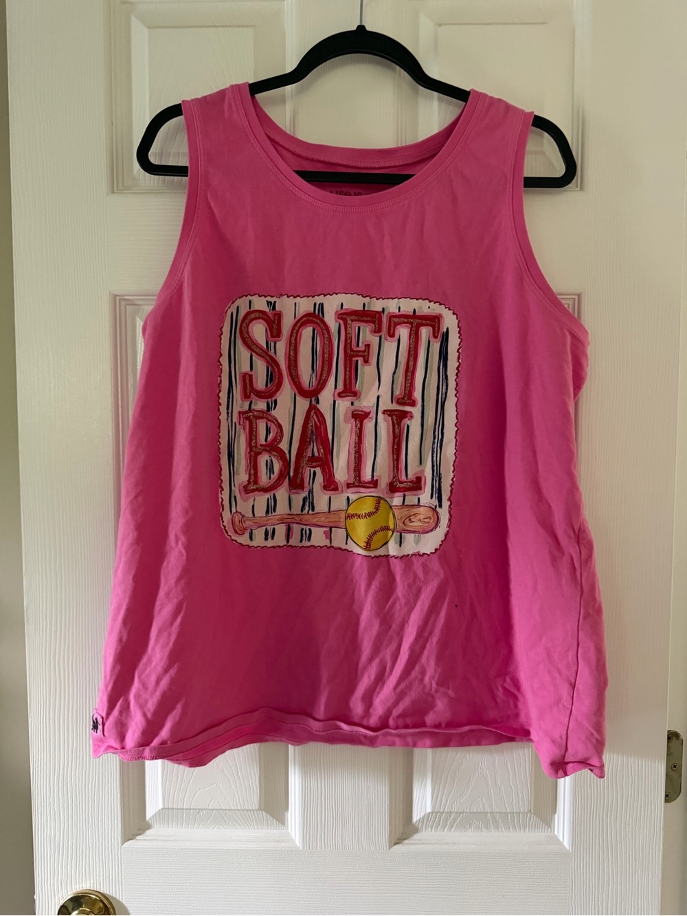 Life Is Good Pink Softball Graphic Tank
